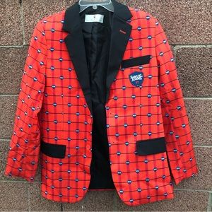 Samuel Adams Mens Holiday Party Tuxedo Jacket Bright Loud Blazer Size Small